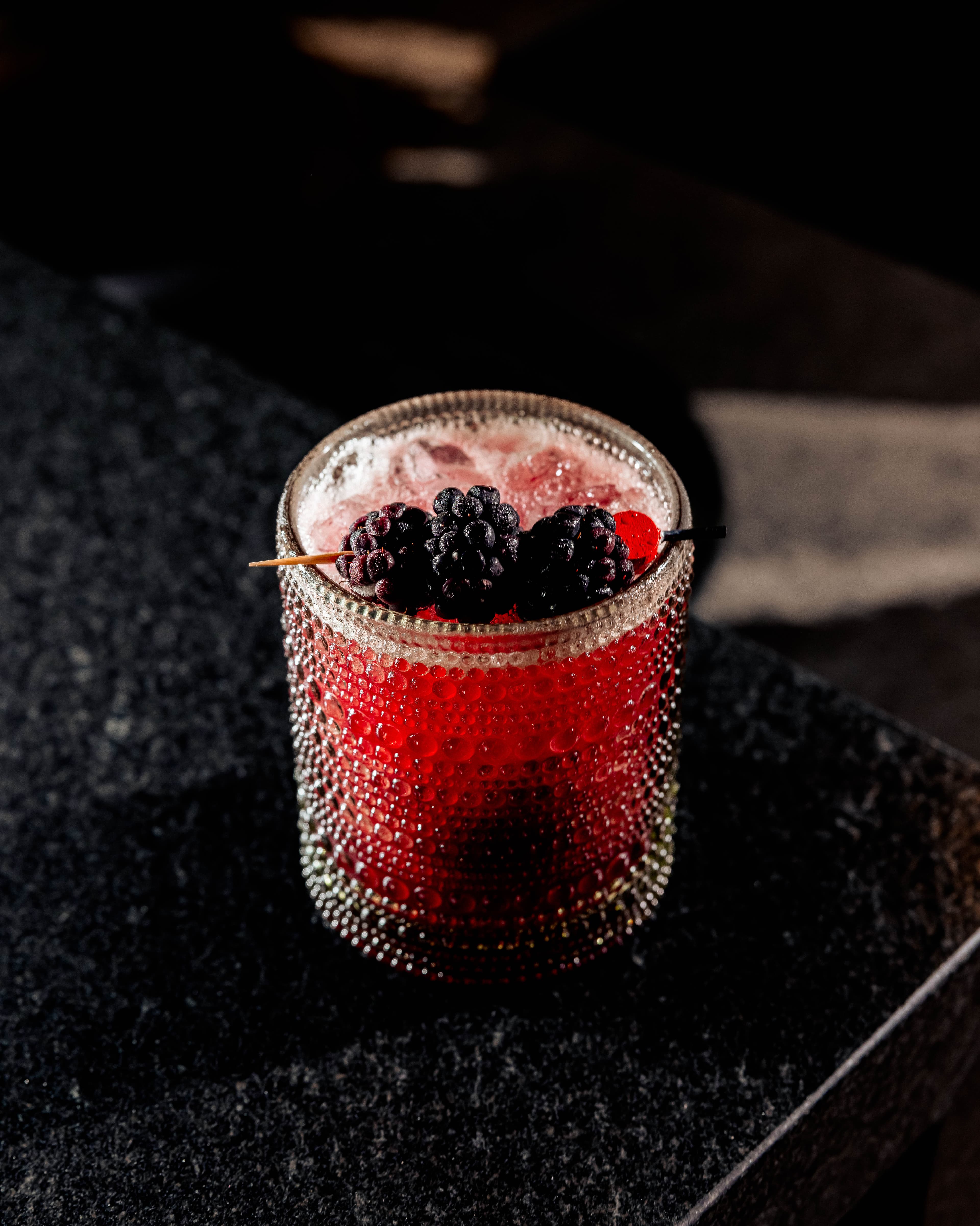 Blackberry cocktail photographed by Prospect, Miami