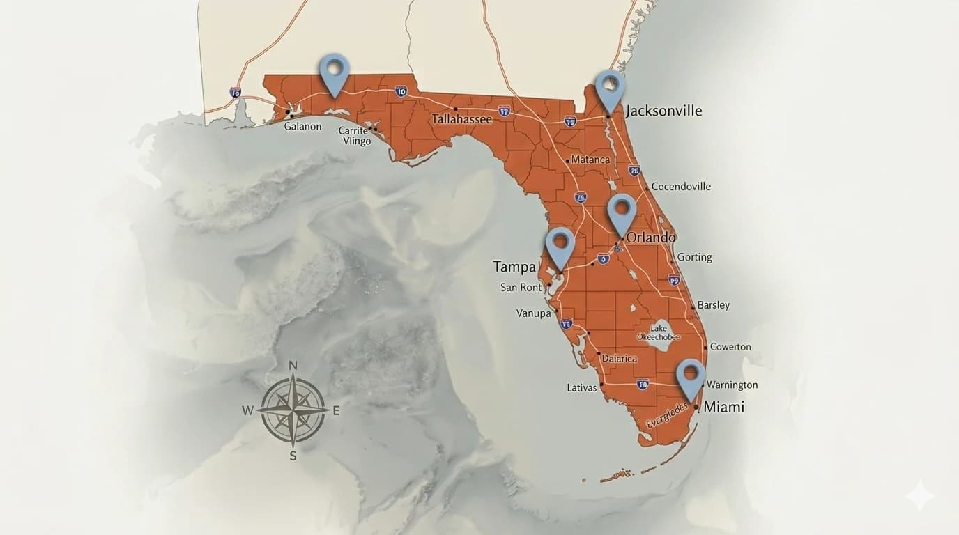 East Coast wedding venue map showing locations across multiple states